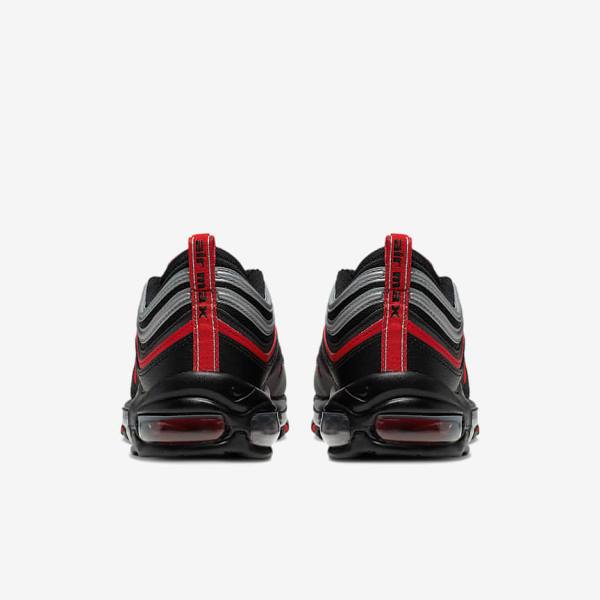 Men's Nike Air Max 97 Sneakers Black / Metal Silver / Red | NK639TVE