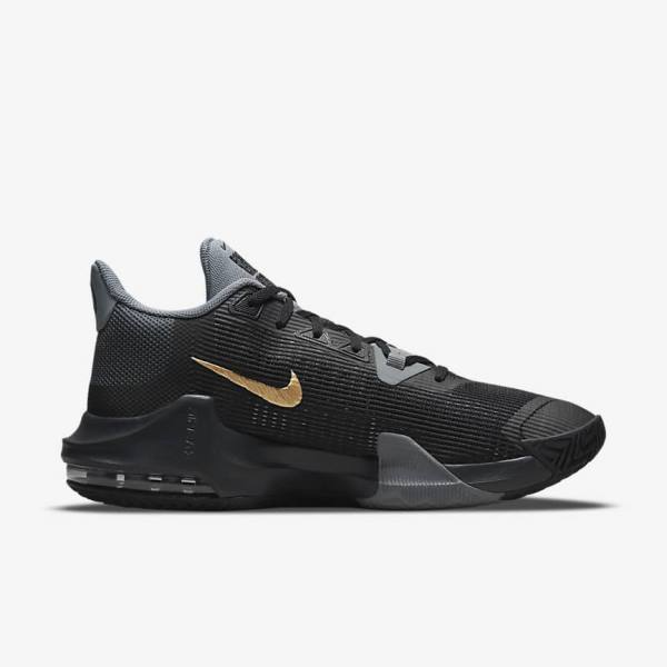 Men's Nike Air Max Impact 3 Basketball Shoes Black / Grey / Dark Grey / Metal Gold | NK401SYI