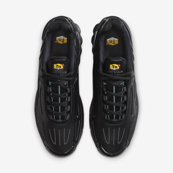 Men's Nike Air Max Plus 3 Leather Sneakers Black / Dark Grey | NK396XQL