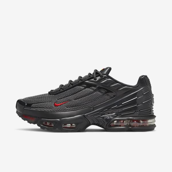 Men\'s Nike Air Max Plus 3 Sneakers Black / Silver / Red | NK572YJM