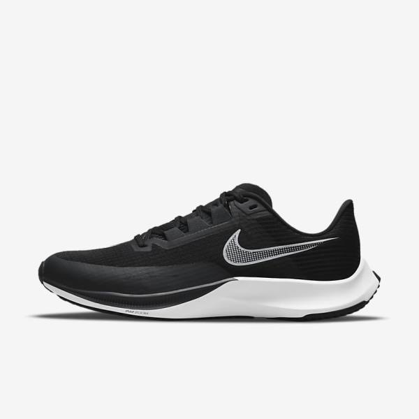 Men\'s Nike Air Zoom Rival Fly 3 Road Racing Running Shoes Black / Dark Grey / White | NK591INK