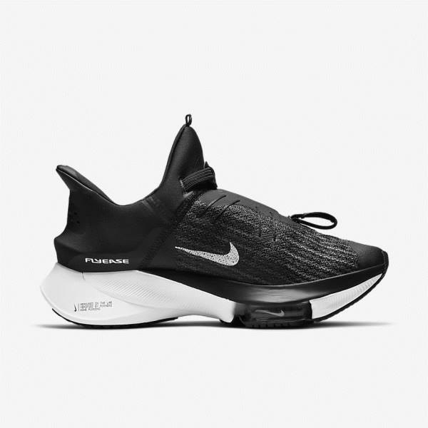 Men's Nike Air Zoom Tempo NEXT% FlyEase Easy On-Off Road Running Shoes Black / White | NK586XIZ