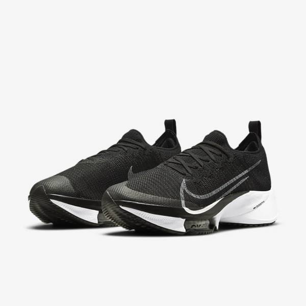 Men's Nike Air Zoom Tempo NEXT% Road Running Shoes Black / Dark Grey / Platinum / White | NK643CUF