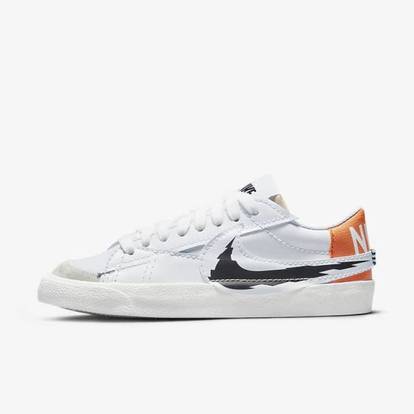 Men\'s Nike Blazer Low 77 Jumbo Sneakers White / Orange / Black | NK579SGZ