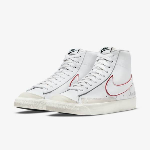 Men's Nike Blazer Mid 77 Sneakers White / Green / Metal Silver / Red | NK327VWF