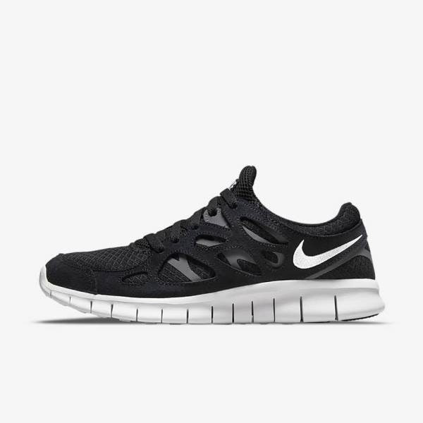 Men\'s Nike Free Run 2 Sneakers Black / Dark Grey / White | NK895WZK