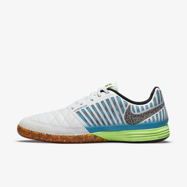 Men\'s Nike Lunar Gato II IC Indoor Court Football Shoes White / Light Blue / Black / Black | NK073FEA