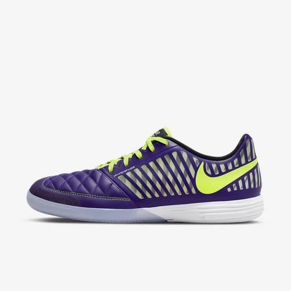 Men\'s Nike Lunar Gato II IC Indoor Court Football Shoes Purple / Black / White | NK126UZY