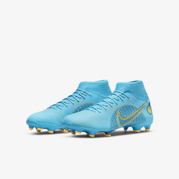 Men's Nike Mercurial Superfly 8 Academy MG Multi-Grounds Football Shoes Blue / Orange | NK093WDQ