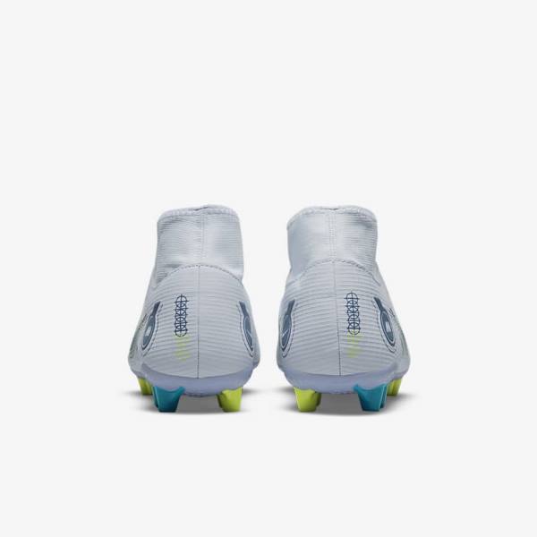 Men's Nike Mercurial Superfly 8 Academy AG Artificial-Grass Football Shoes Grey / Light Blue / Dark Blue | NK350LAW