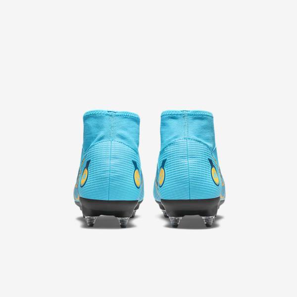 Men's Nike Mercurial Superfly 8 Academy SG-PRO Anti-Clog Traction Soft-Grounds Football Shoes Blue / Orange | NK406GHJ