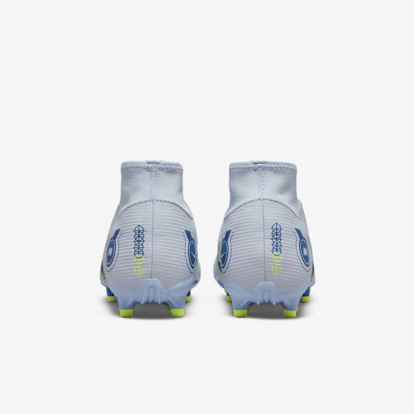 Men's Nike Mercurial Superfly 8 Academy MG Multi-Grounds Football Shoes Grey / Light Blue / Dark Blue | NK609PNQ