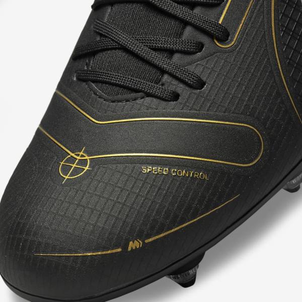 Men's Nike Mercurial Superfly 8 Academy SG-PRO Anti-Clog Traction Soft-Grounds Football Shoes Black / Metal Silver / Grey / Metal Gold | NK931AMH