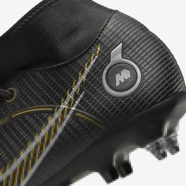 Men's Nike Mercurial Superfly 8 Academy SG-PRO Anti-Clog Traction Soft-Grounds Football Shoes Black / Metal Silver / Grey / Metal Gold | NK931AMH