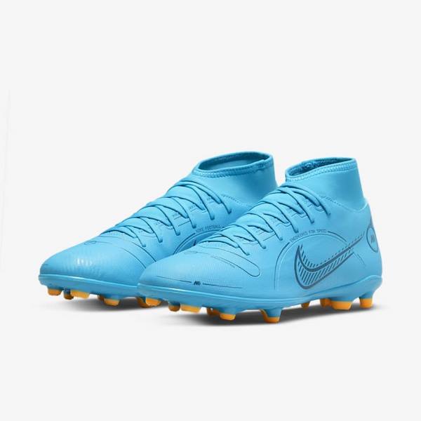 Men's Nike Mercurial Superfly 8 Club MG Multi-Grounds Football Shoes Blue / Orange | NK697WYV