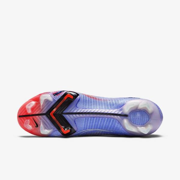 Men's Nike Mercurial Superfly 8 Elite KM FG Firm-Ground Football Shoes Indigo / Light Red / Metal Silver | NK843EKW