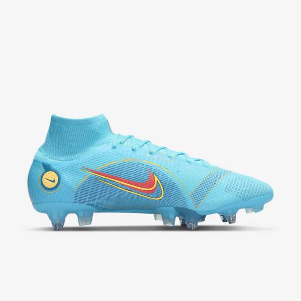 Men's Nike Mercurial Superfly 8 Elite SG-PRO Anti-Clog Traction Soft-Ground Football Shoes Blue / Orange | NK324ZHX