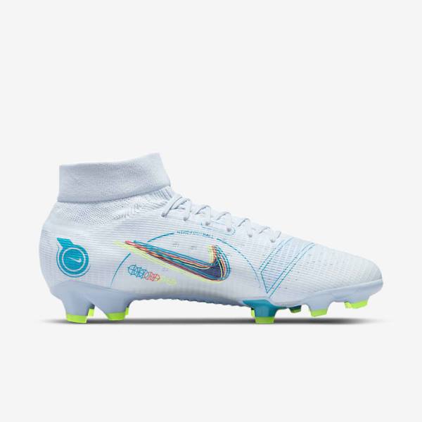 Men's Nike Mercurial Superfly 8 Pro FG Firm-Ground Football Shoes Grey / Light Blue / Dark Blue | NK214ACG