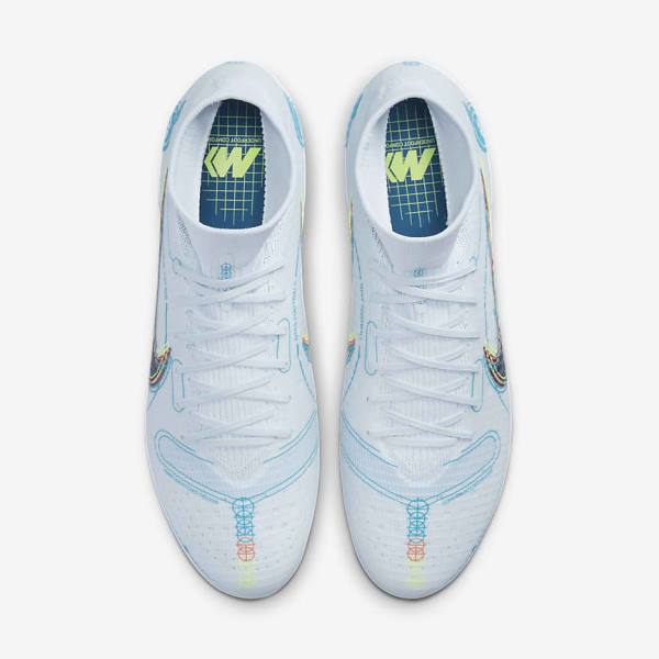 Men's Nike Mercurial Superfly 8 Pro FG Firm-Ground Football Shoes Grey / Light Blue / Dark Blue | NK214ACG