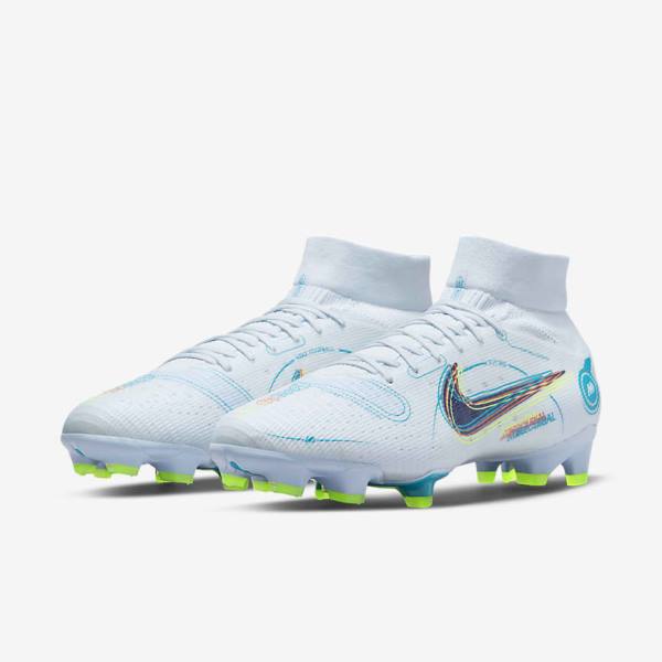 Men's Nike Mercurial Superfly 8 Pro FG Firm-Ground Football Shoes Grey / Light Blue / Dark Blue | NK214ACG