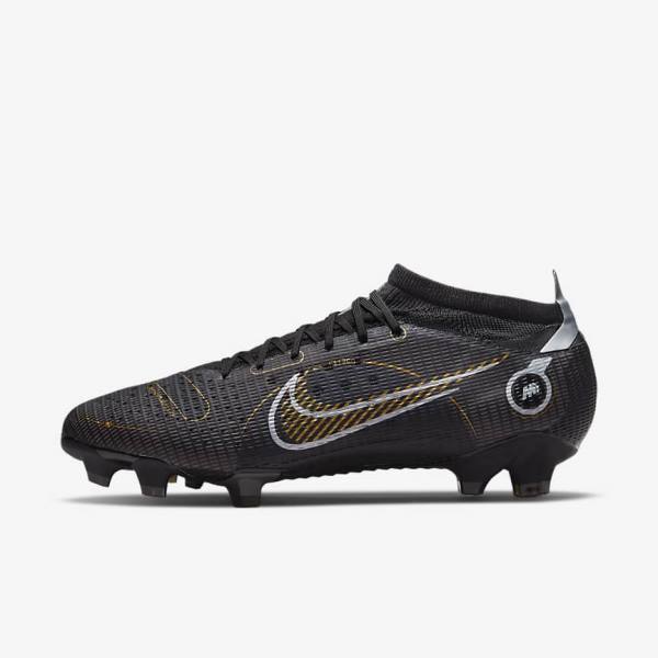 Men\'s Nike Mercurial Vapor 14 Pro FG Firm-Ground Football Shoes Black / Metal Silver / Grey / Metal Gold | NK154NOZ