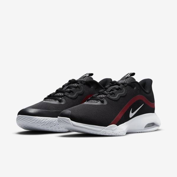 Men's Nike NikeCourt Air Max Volley Hard Court Tennis Shoes Black / Red / White | NK689JBS