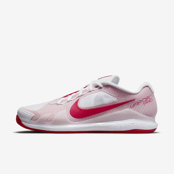 Men\'s Nike NikeCourt Air Zoom Vapor Pro Clay Court Tennis Shoes White / Red | NK763PCS