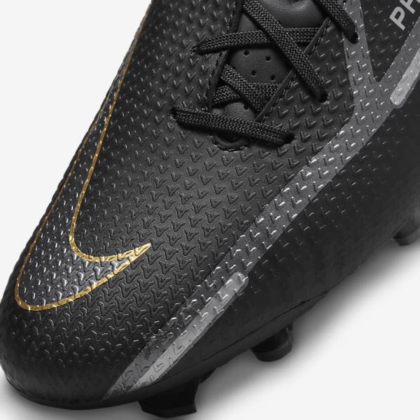 Men's Nike Phantom GT2 Academy MG Multi-Ground Football Shoes Black / Metal Gold / Dark Grey / Metal Dark Grey | NK276DIC