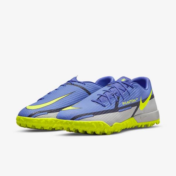 Men's Nike Phantom GT2 Academy TF Turf Football Shoes Blue / Grey | NK624YDO