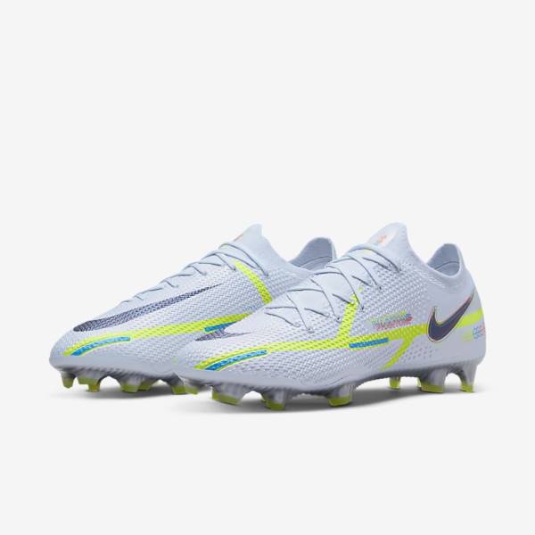 Men's Nike Phantom GT2 Elite FG Firm-Ground Football Shoes Grey / Light Blue | NK756AXD