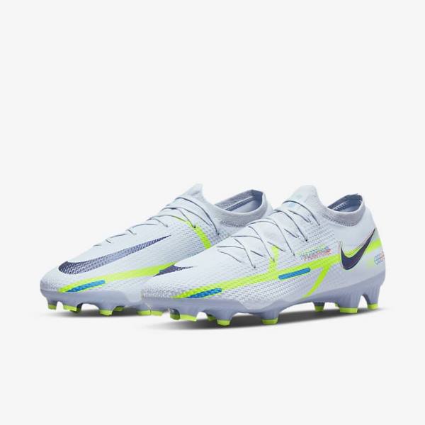 Men's Nike Phantom GT2 Pro FG Firm-Ground Football Shoes Grey / Light Blue | NK870FZB