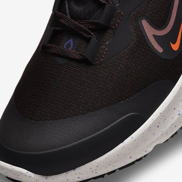 Men's Nike React Miler 2 Shield Weatherised Road Running Shoes Black / Orange / Indigo | NK093VTF