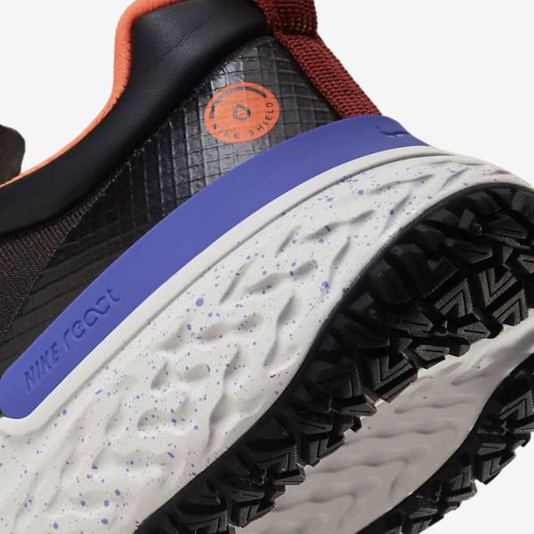 Men's Nike React Miler 2 Shield Weatherised Road Running Shoes Black / Orange / Indigo | NK093VTF