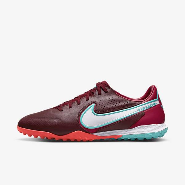 Men\'s Nike React Tiempo Legend 9 Pro TF Turf Football Shoes Red / Light Red / White | NK678JYH