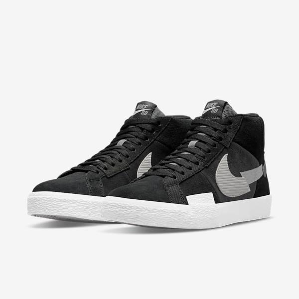 Men's Nike SB Zoom Blazer Mid Premium Sneakers Black / Grey / White | NK670ZMX