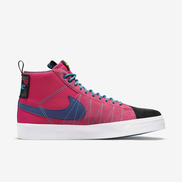 Men's Nike SB Zoom Blazer Mid Premium Sneakers Pink / Blue / Royal Blue | NK970YMU