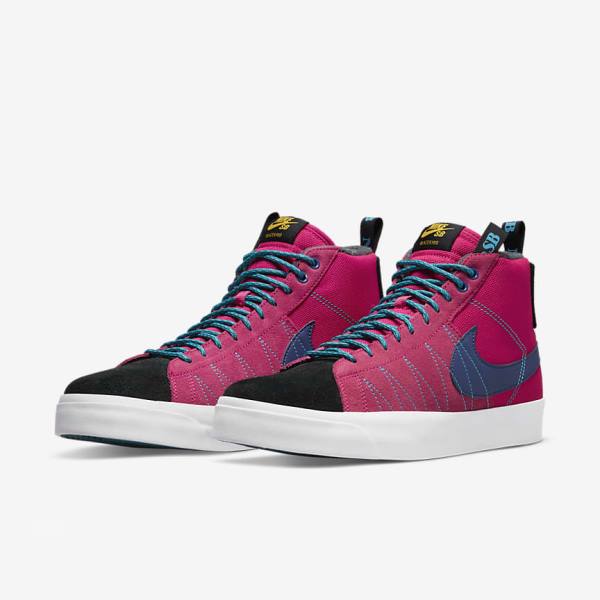 Men's Nike SB Zoom Blazer Mid Premium Sneakers Pink / Blue / Royal Blue | NK970YMU