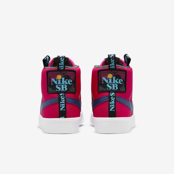 Men's Nike SB Zoom Blazer Mid Premium Sneakers Pink / Blue / Royal Blue | NK970YMU