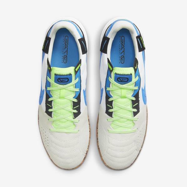 Men's Nike Streetgato Football Shoes White / Black / Light Green / Light Blue | NK391JET