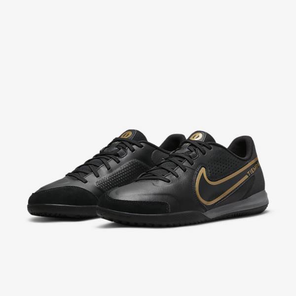 Men's Nike Tiempo Legend 9 Academy IC Indoor-Court Football Shoes Black / Dark Grey / Metal Gold / Black | NK710OAT