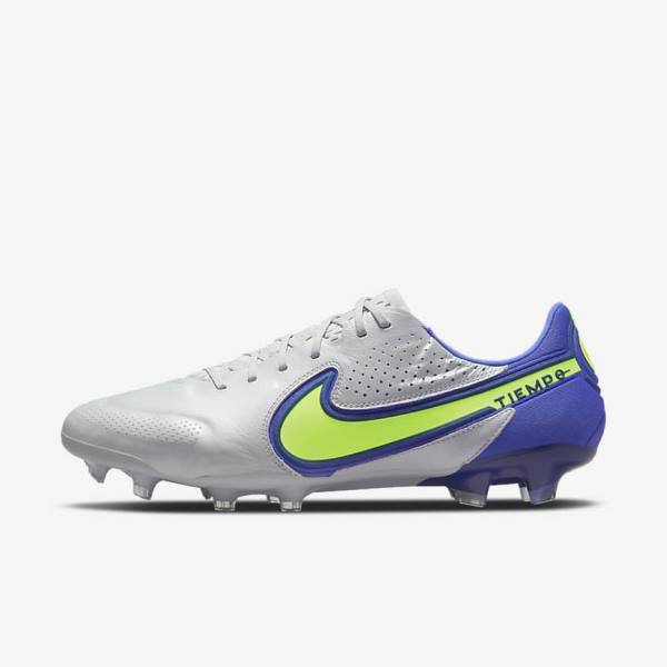 Men\'s Nike Tiempo Legend 9 Elite FG Firm-Ground Football Shoes Grey / Blue | NK652LFN