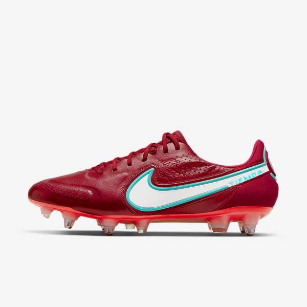 Men\'s Nike Tiempo Legend 9 Elite SG-Pro AC Soft-Ground Football Shoes Red / Light Red / White | NK972QAW