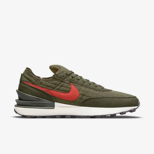 Men's Nike Waffle One Premium Sneakers Olive / Black / Orange | NK297DCM