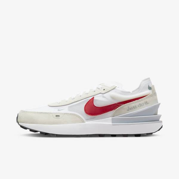 Men\'s Nike Waffle One Sneakers White / Green / Metal Silver / Red | NK783RMQ