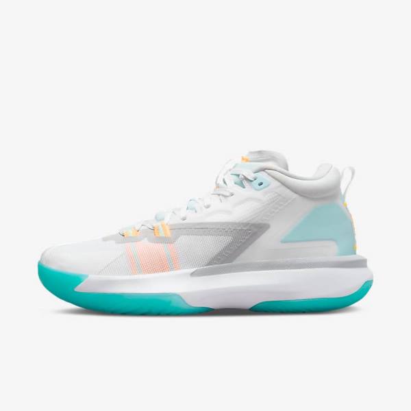 Men\'s Nike Zion 1 Basketball Shoes White / Orange / Turquoise / Black | NK438YKW