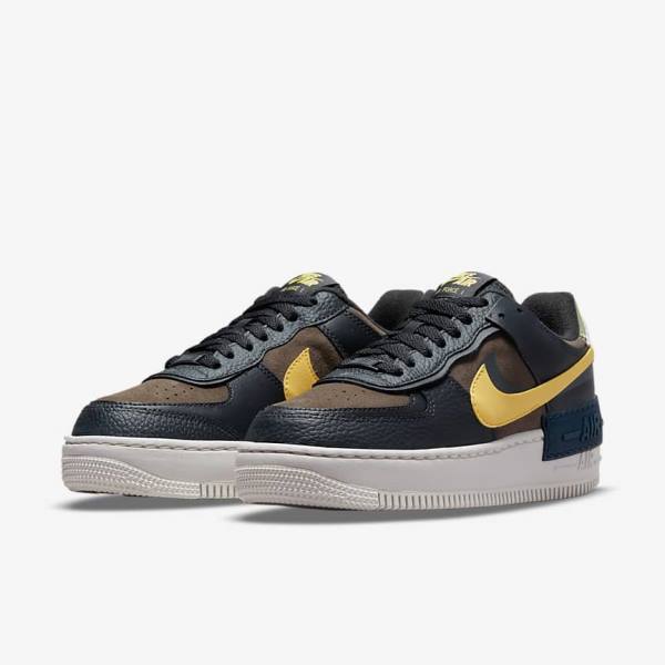 Women's Nike Air Force 1 Shadow Sneakers Green / White / Gold | NK729RUH