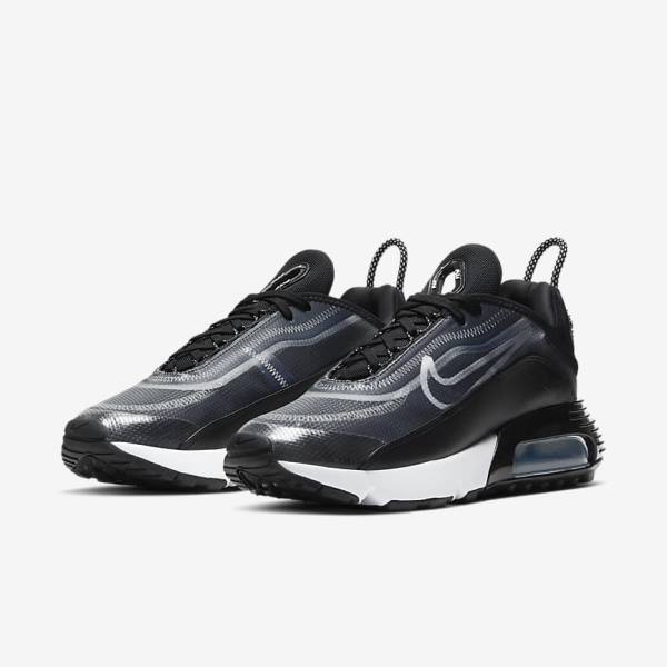 Women's Nike Air Max 2090 Sneakers Black / Metal Silver / White | NK425CIB