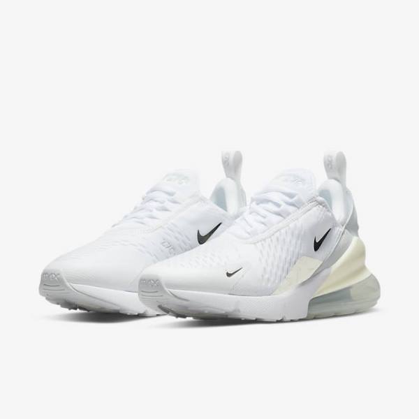 Women's Nike Air Max 270 Sneakers White / Platinum / Metal Silver | NK348CRT