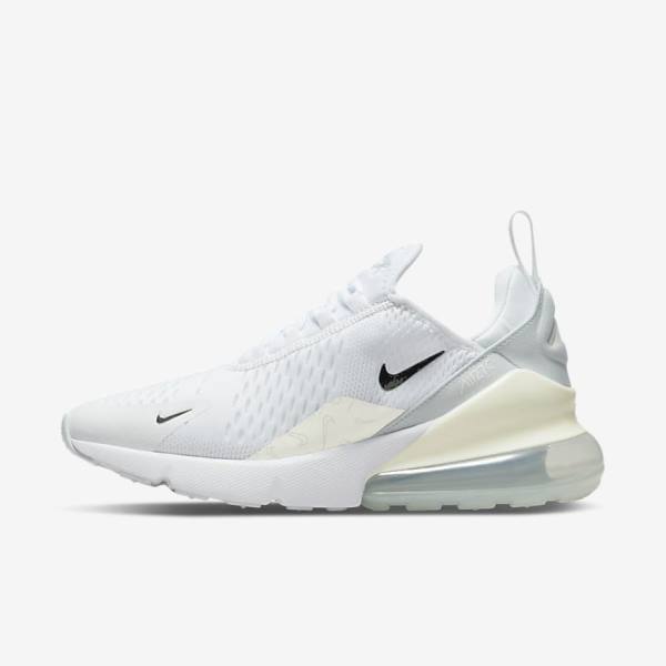 Women\'s Nike Air Max 270 Sneakers White / Platinum / Metal Silver | NK348CRT