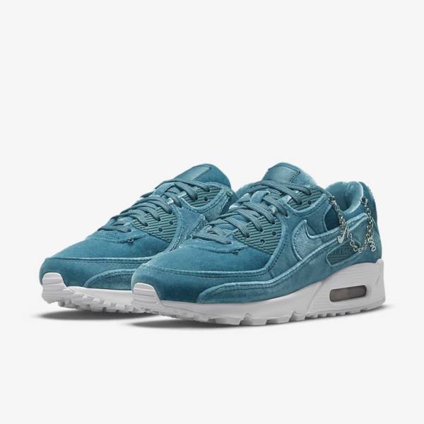 Women's Nike Air Max 90 Premium Sneakers Grey Green / Metal Silver / White / Grey Green | NK356NOR